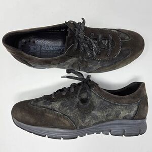 MEPHISTO YAEL RUNOFF WALKING SHOES BROWN SUEDE NUBUCK ANIMAL PRINT WOMENS 9